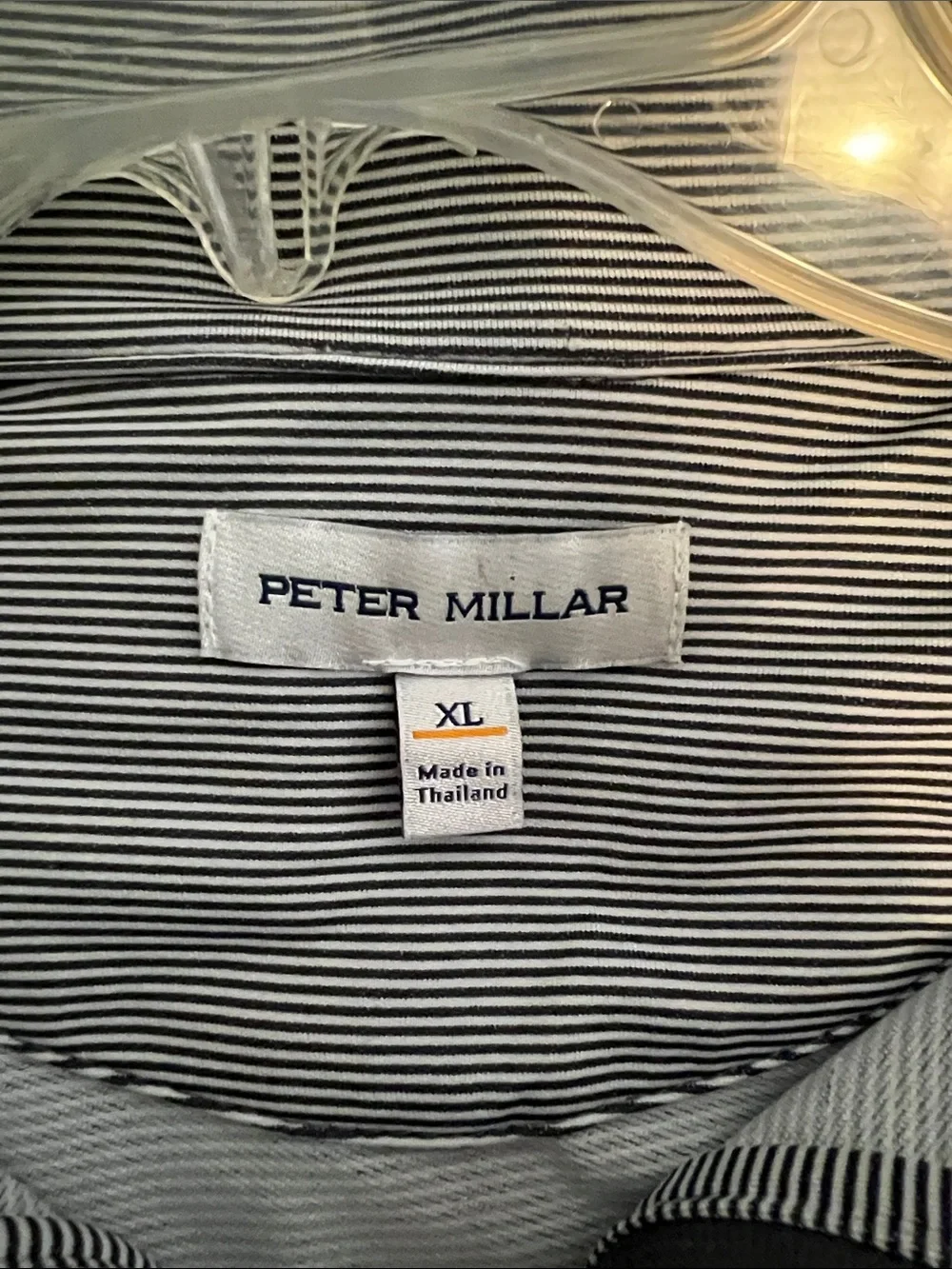 Peter Millar Men's Gray/White Striped Quarter-Zip XL